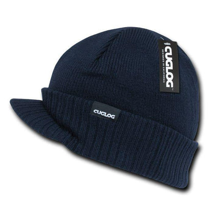 1 Dozen Cuglog Beanies Ribbed Knit Cuffed Lined Army Gi Visor Wholesale Bulk-