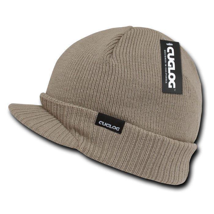 1 Dozen Cuglog Beanies Ribbed Knit Cuffed Lined Army Gi Visor Wholesale Bulk-