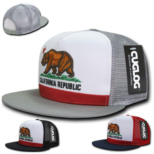 1 Dozen Cuglog California Republic Cal Flag 5 Panel Trucker Caps Wholesale Bulk-