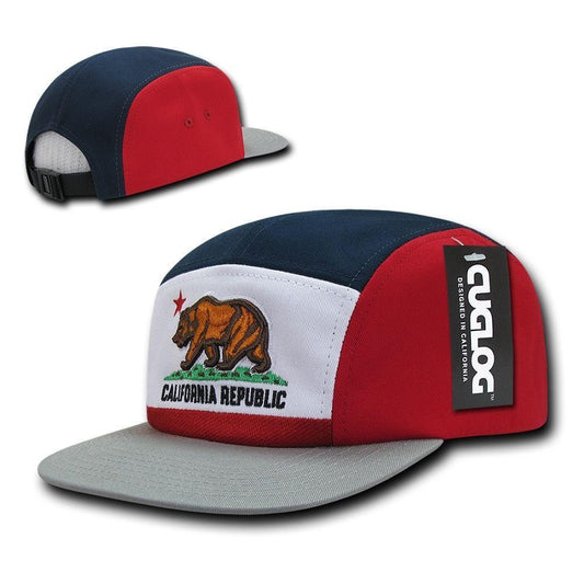 1 Dozen Cuglog California Republic Calflag 5 Panel Racer Caps Hats Wholesale Bulk-
