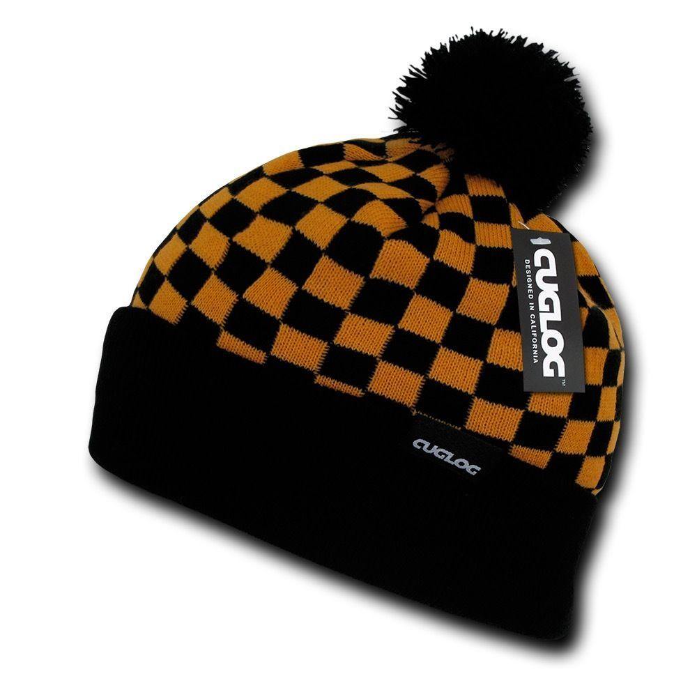 1 Dozen Cuglog Changbai Beanies Checker Flag Style Cuffed Caps Hats Wholesale-CONTACT US TO MIX AND MATCH COLORS-