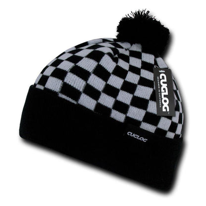 1 Dozen Cuglog Changbai Beanies Checker Flag Style Cuffed Caps Hats Wholesale-CONTACT US TO MIX AND MATCH COLORS-