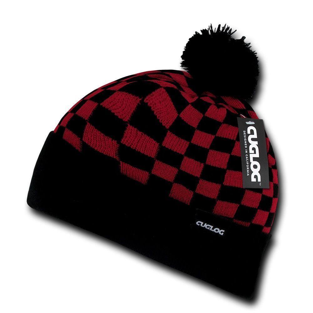 1 Dozen Cuglog Changbai Beanies Checker Flag Style Cuffed Caps Hats Wholesale-CONTACT US TO MIX AND MATCH COLORS-
