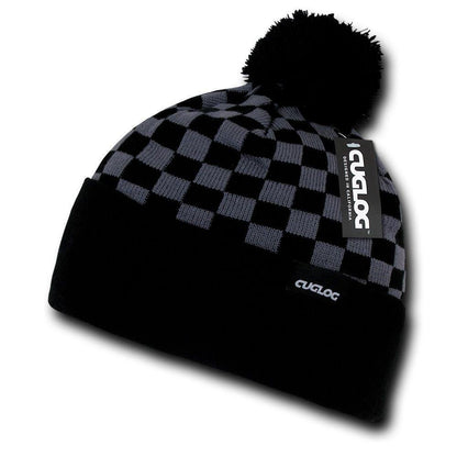 1 Dozen Cuglog Changbai Beanies Checker Flag Style Cuffed Caps Hats Wholesale-CONTACT US TO MIX AND MATCH COLORS-