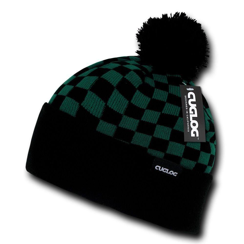 1 Dozen Cuglog Changbai Beanies Checker Flag Style Cuffed Caps Hats Wholesale-CONTACT US TO MIX AND MATCH COLORS-