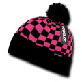 1 Dozen Cuglog Changbai Beanies Checker Flag Style Cuffed Caps Hats Wholesale-HOT PINK/BLACK-