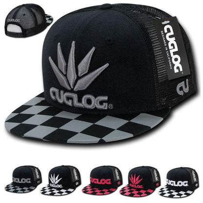 1 Dozen Cuglog Checker 6 Panel Retro Flat Bill Trucker Caps Hats Wholesale Lots-