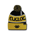 1 Dozen Cuglog Cotopaxi Beanies Fuzzy Ball Pom Pom Style Wholesale Lots-BLACK/GOLD-