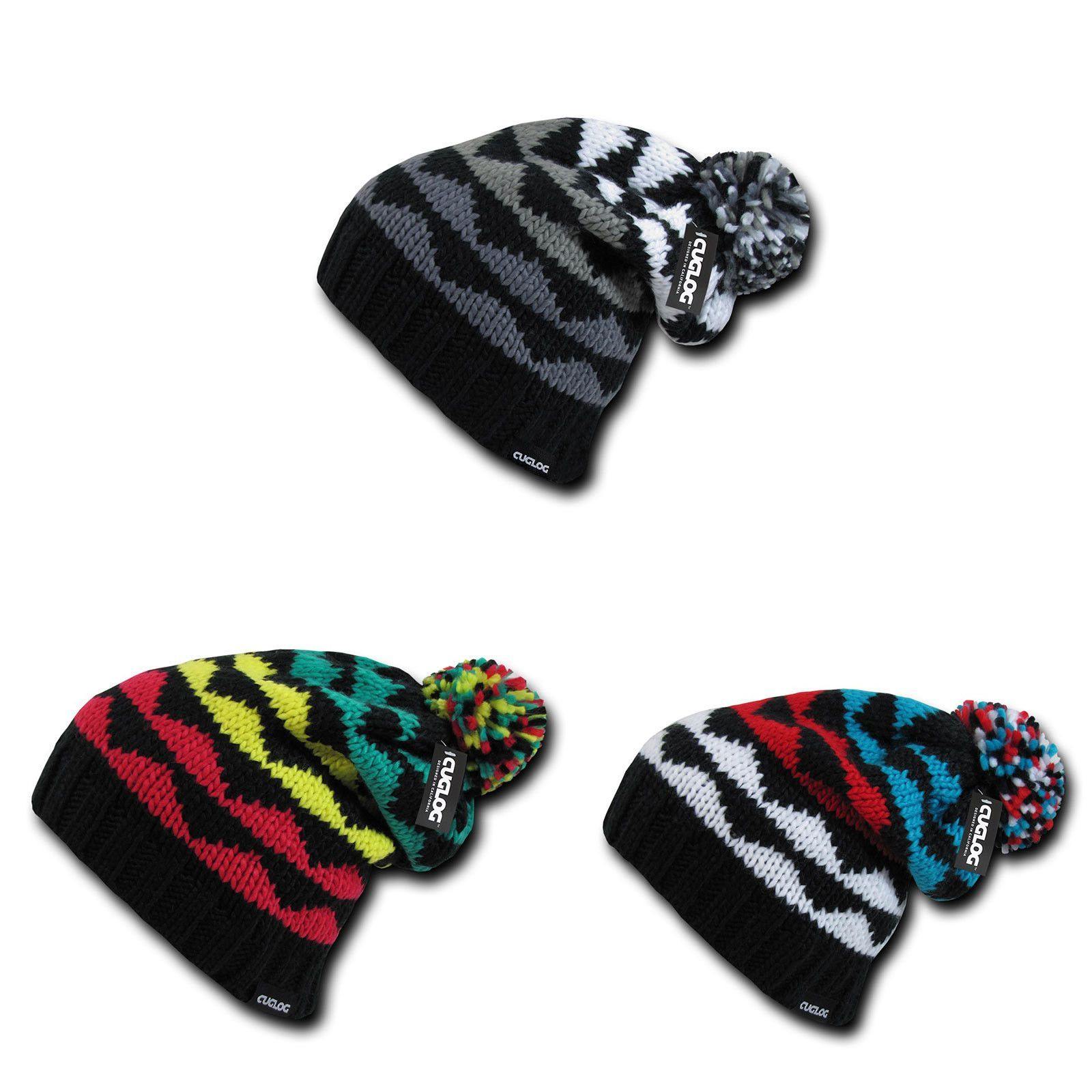 1 Dozen Cuglog K2 Slouch Beanies Pom Winter Cuffed Wholesale Lots-