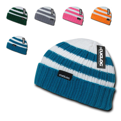 1 Dozen Cuglog Shasta Striped Sweater Beanies Wholesale Lots-