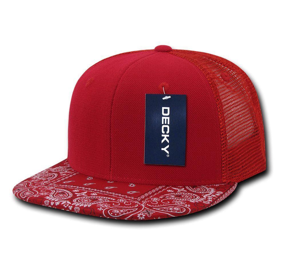1 Dozen Decky 6 Panel Flat Bill Bandana Trucker Hats Caps Wholesale Lots!!-