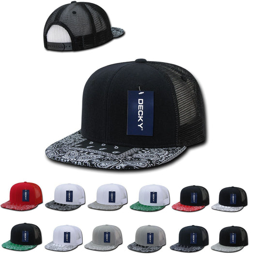 1 Dozen Decky 6 Panel Flat Bill Bandana Trucker Hats Caps Wholesale Lots!!-