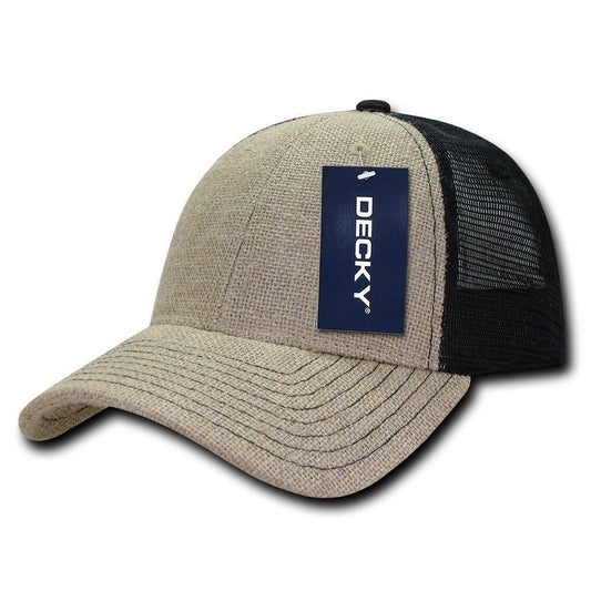 1 Dozen Decky 6 Panel Jute Crown Curved Bill Baseball Trucker Caps Wholesale Lot-