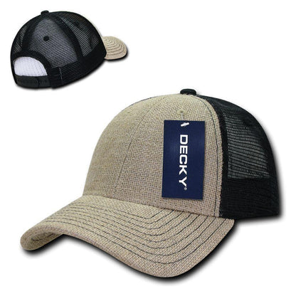 1 Dozen Decky 6 Panel Jute Crown Curved Bill Baseball Trucker Caps Wholesale Lot-