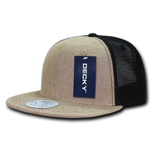 1 Dozen Decky 6 Panel Jute Crown Flat Bill Baseball Trucker Caps Wholesale Lot-