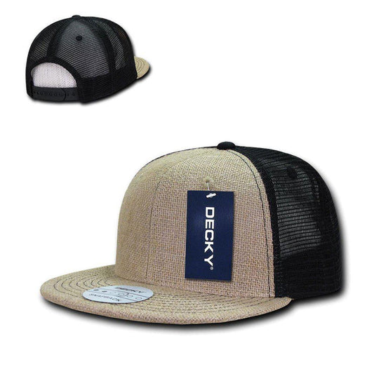 1 Dozen Decky 6 Panel Jute Crown Flat Bill Baseball Trucker Caps Wholesale Lot-