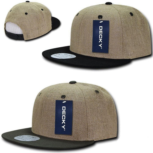 1 Dozen Decky 6 Panel Jute Crown Flat Bill Snapback Baseball Caps Wholesale Lots-