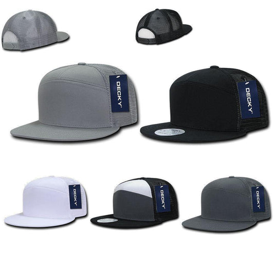 1 Dozen Decky 7 Panel Flat Bill Baseball Trucker Real Mesh Caps Wholesale Lots-