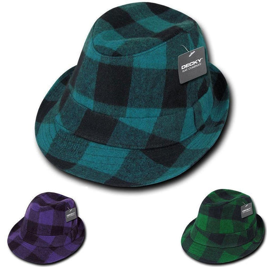 1 Dozen Decky Acrylic Plaid Lightweight Fedora Fedoras Panama Hats Wholesale-