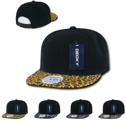 1 Dozen Decky Animal Print Retro Flat Bill Hats Snake Leopard Skin Wholesale-