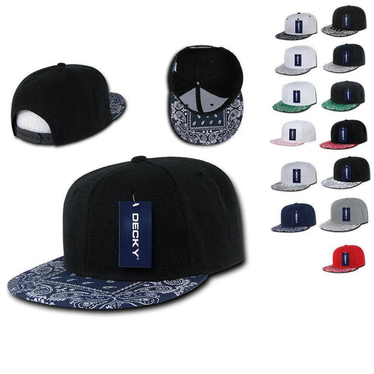 1 Dozen Decky Bandana Snapback Two Tone 6 Panel Flat Bill Hats Caps Wholesale Lots-