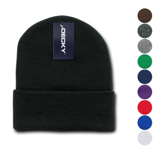 1 Dozen Decky Beanies Cuffed Knit Ski Skull Caps Hats Snug Warm Winter Unisex-