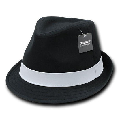 1 Dozen Decky Black White Red Poly Woven Fedora Hipster Miami Hats Wholesale-