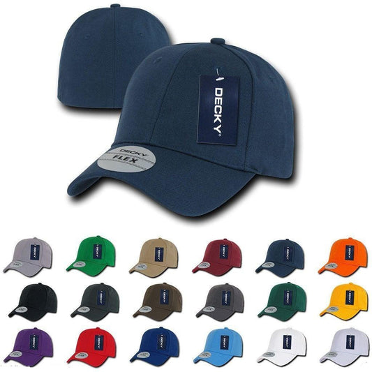 1 Dozen Decky Blank Fit All Flex Fitted Baseball Hats Caps 6 Panels Wholesale Lot-