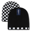1 Dozen Decky Checkered Reversible Beanies Ski Skull Hats Caps Wholesale Lots-BLACK-