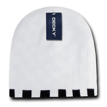 1 Dozen Decky Checkered Reversible Beanies Ski Skull Hats Caps Wholesale Lots-BLACK-