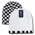 1 Dozen Decky Checkered Reversible Beanies Ski Skull Hats Caps Wholesale Lots-WHITE-