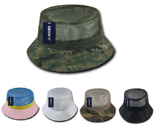 1 Dozen Decky Fisherman'S Bucket Mesh Top Hats Caps Wholesale Lots-