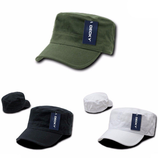1 Dozen Decky Flex Cadet Flat Top Cotton Military Army Caps Hats Wholesale Lot-