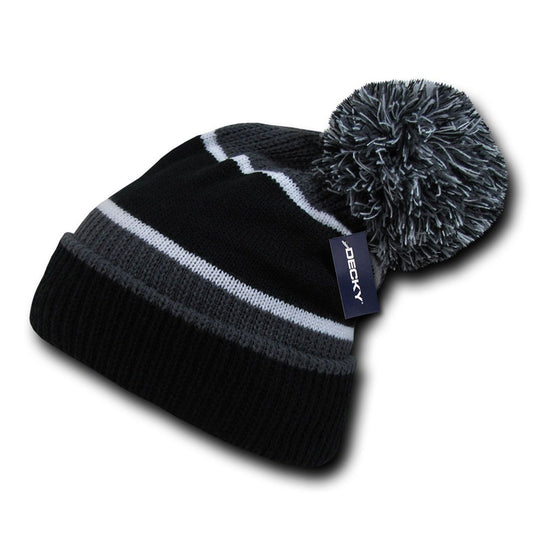 1 Dozen Decky Giant Pom Beanies Fuzzy Ball Warm Caps Hats Ski Winter Wholesale-