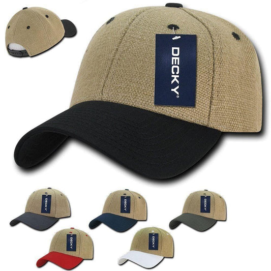 1 Dozen Decky New 6 Panel Jute Low Crown Structured Dad Hats Caps Wholesale Lots-