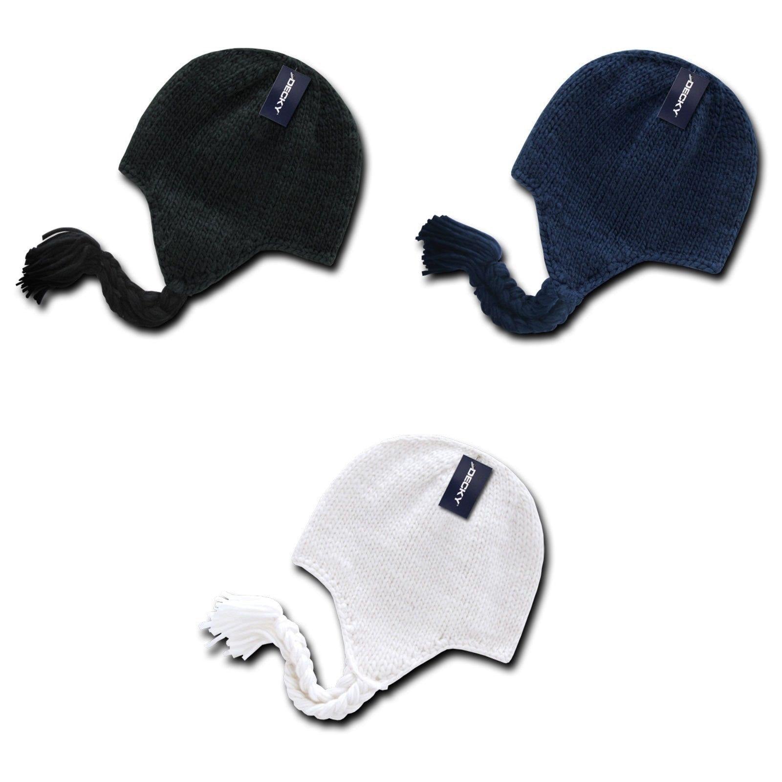1 Dozen Decky Peruvian Knit Beanies Braided Ear Tails Chullo Caps Hats Wholesale-