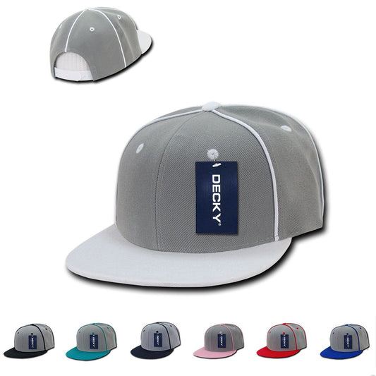 1 Dozen Decky Piped Crown Snapback Two Tone 6 Panel Hats Caps Wholesale Lots-