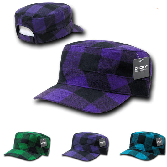 1 Dozen Decky Plaid Flannel Flat Top Bdu Gi Cadet Military Patrol Hat Wholesale-