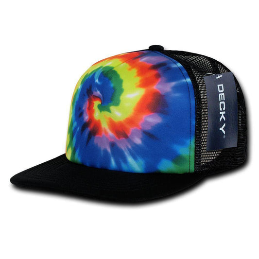 1 Dozen Decky Rainbow Tie Dye Print Foam Mesh Trucker Caps Hats Wholesale Lots-