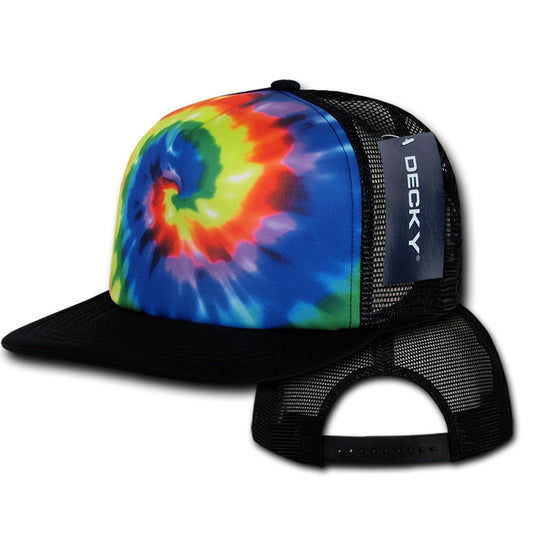 1 Dozen Decky Rainbow Tie Dye Print Foam Mesh Trucker Caps Hats Wholesale Lots-