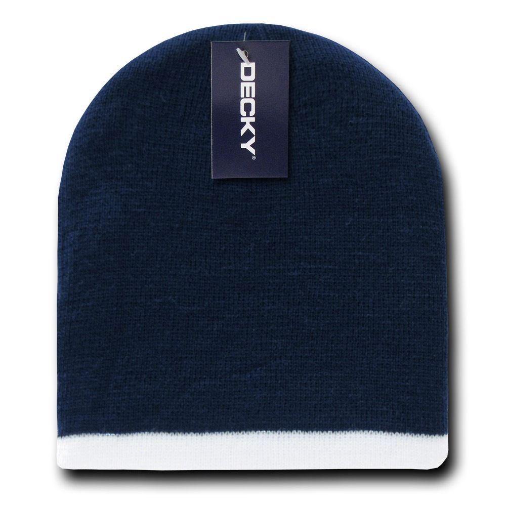 1 Dozen Decky Single Striped Two Tone Beanies Ski Skull Caps Hats Wholesale Lot-