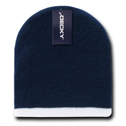 1 Dozen Decky Single Striped Two Tone Beanies Ski Skull Caps Hats Wholesale Lot-