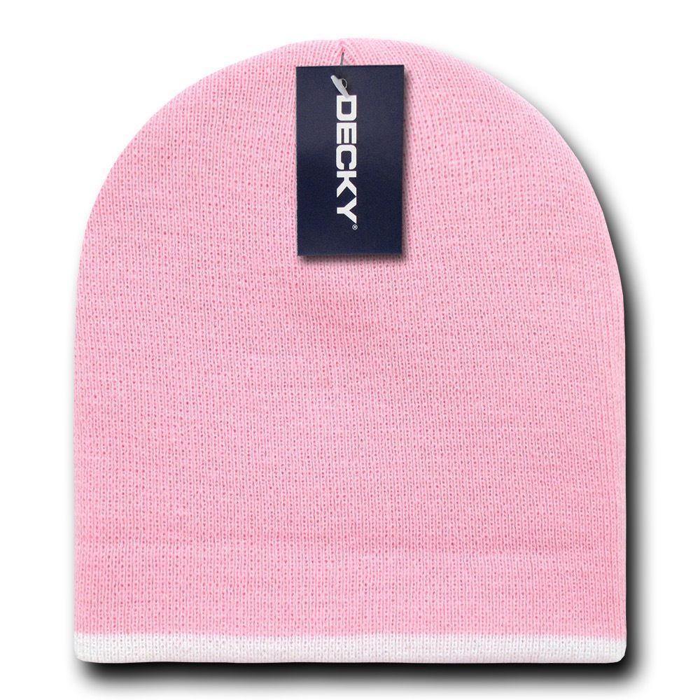 1 Dozen Decky Single Striped Two Tone Beanies Ski Skull Caps Hats Wholesale Lot-