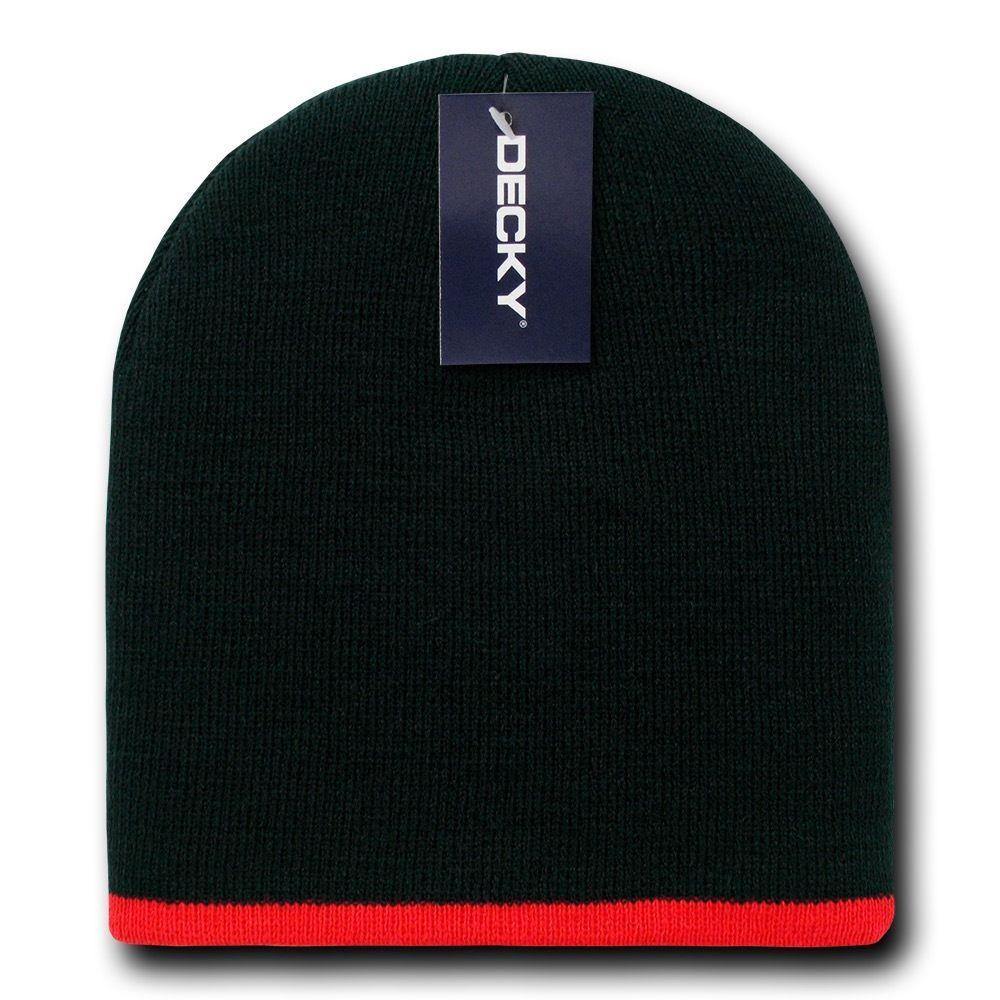 1 Dozen Decky Single Striped Two Tone Beanies Ski Skull Caps Hats Wholesale Lot-