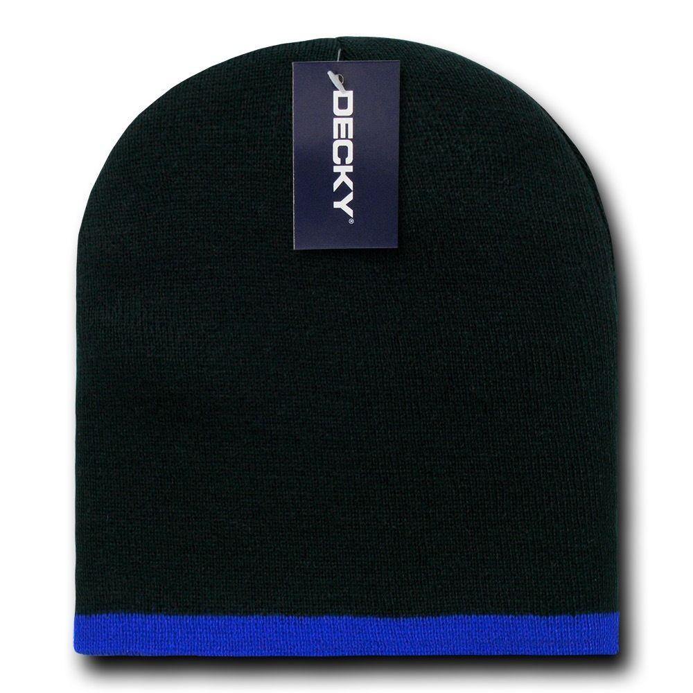 1 Dozen Decky Single Striped Two Tone Beanies Ski Skull Caps Hats Wholesale Lot-