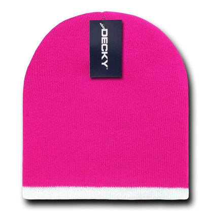 1 Dozen Decky Single Striped Two Tone Beanies Ski Skull Caps Hats Wholesale Lot-