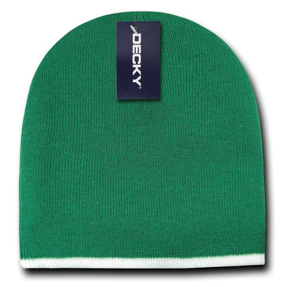 1 Dozen Decky Single Striped Two Tone Beanies Ski Skull Caps Hats Wholesale Lot-