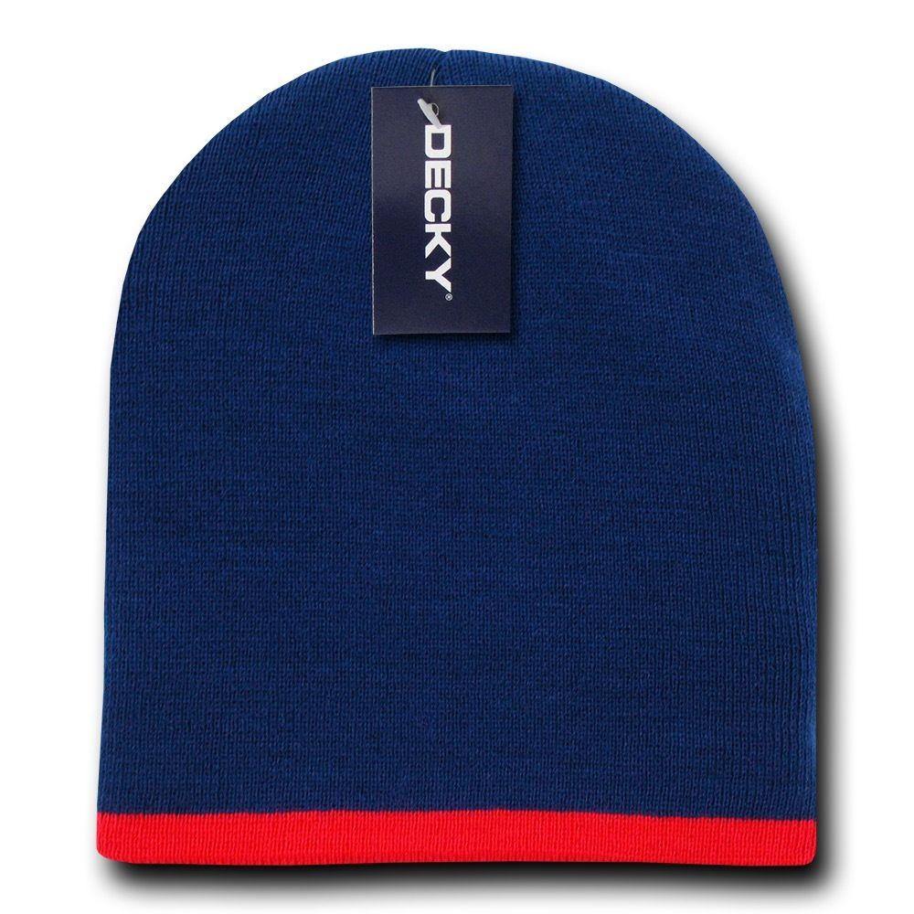 1 Dozen Decky Single Striped Two Tone Beanies Ski Skull Caps Hats Wholesale Lot-