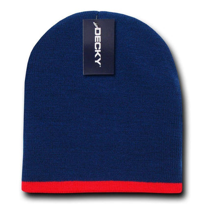 1 Dozen Decky Single Striped Two Tone Beanies Ski Skull Caps Hats Wholesale Lot-