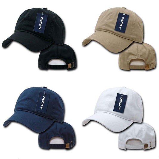 1 Dozen Decky Two Ply Polo Washed Heavy Cotton 6 Panel Dad Hats Cap Wholesale-